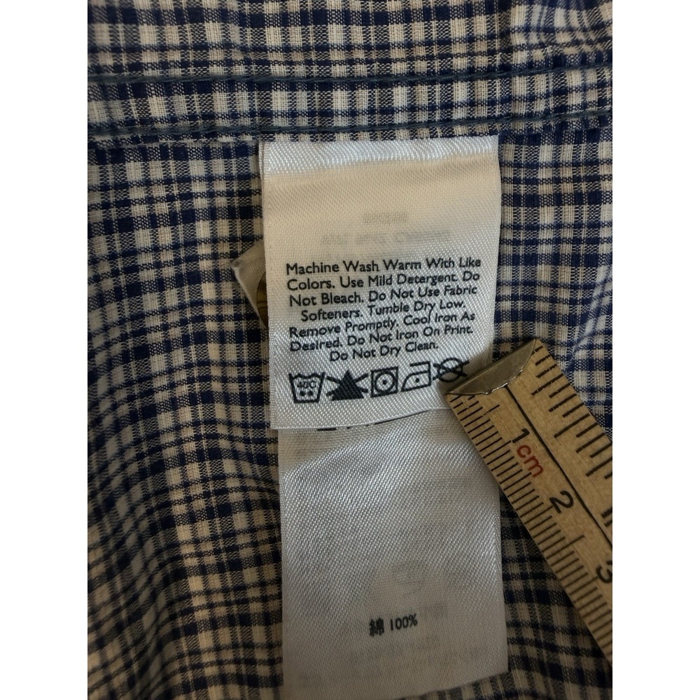 Eddie Bauer Sport Shop Shirt Men's Large Blue Check Short Sleeve Cotton Hiking - Picture 5 of 10